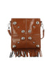 Studded Grid Panel Shoulder Bag