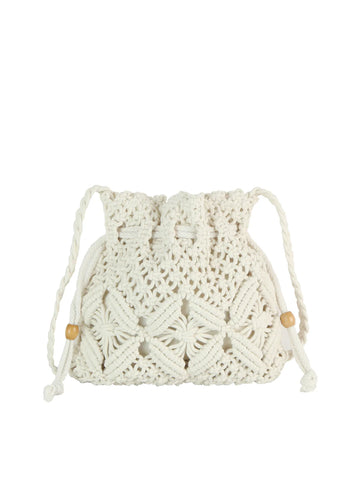 Crochet Drawstring Woven Crossbody Sling