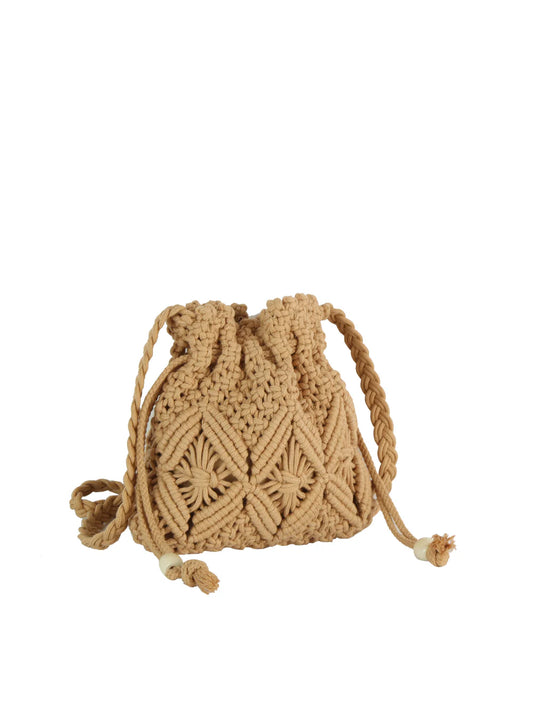 Crochet Drawstring Woven Crossbody Sling