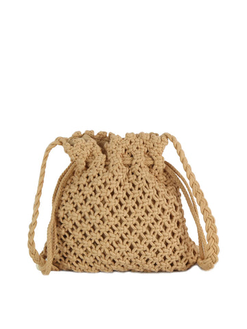 Crochet Drawstring Woven Crossbody Sling