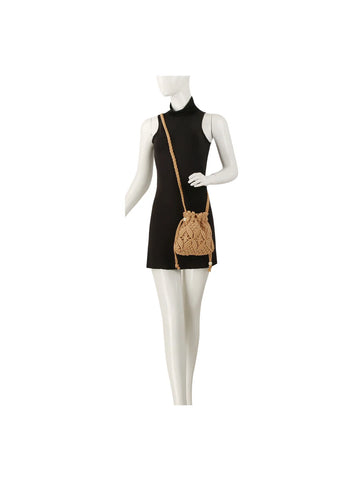 Crochet Drawstring Woven Crossbody Sling
