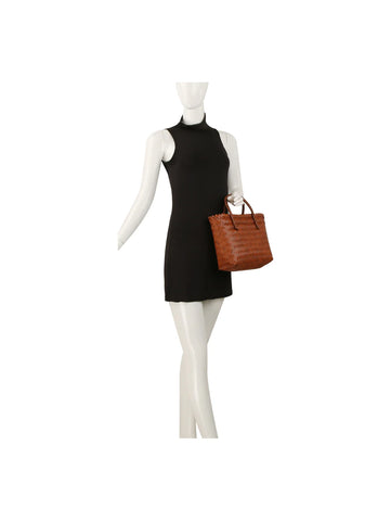 Woven Design Tall Tote Handbag