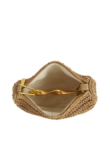 Twist Handle Woven Hobo Bag