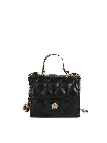 Petite Quilted Design Top Handle Tote Crossbody