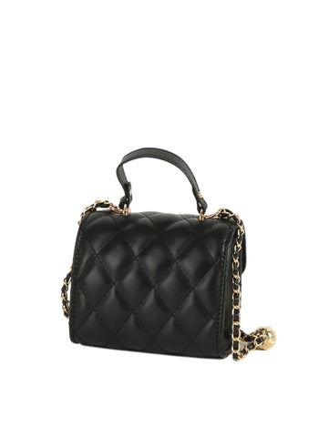 Petite Quilted Design Top Handle Tote Crossbody