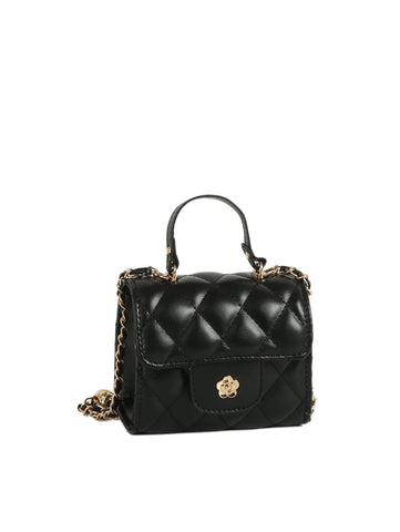 Petite Quilted Design Top Handle Tote Crossbody