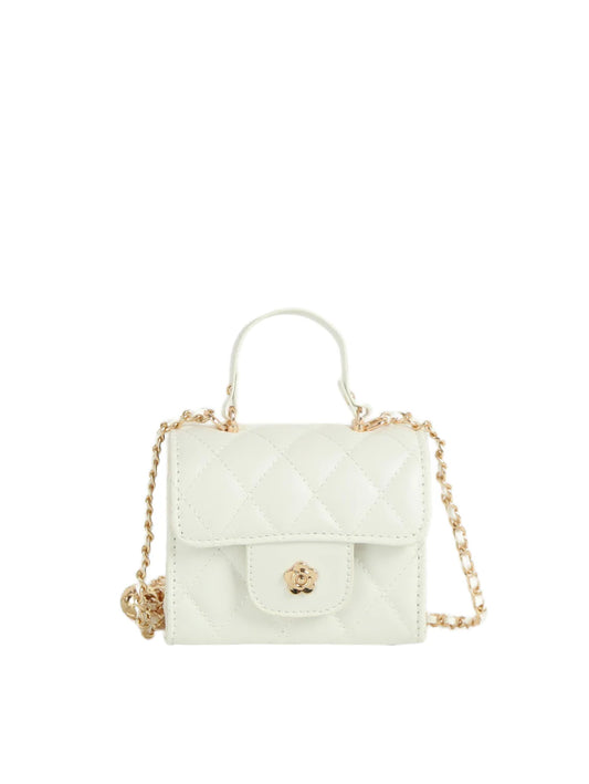 Petite Quilted Design Top Handle Tote Crossbody
