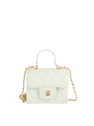Petite Quilted Design Top Handle Tote Crossbody