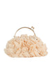 Ruffled Satin Metal Handle Clutch