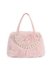 Pearl Accent Faux Fur Tote