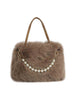 Pearl Accent Faux Fur Tote