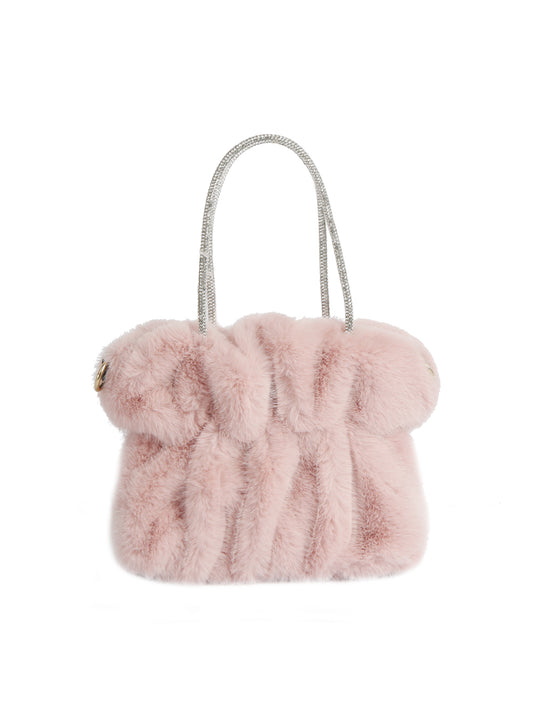 Plush Braided Handle Faux Fur Tote