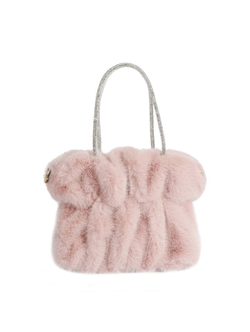 Plush Braided Handle Faux Fur Tote