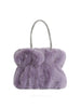 Plush Braided Handle Faux Fur Tote