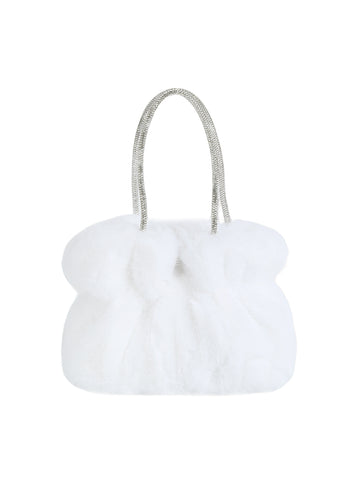 Plush Braided Handle Faux Fur Tote