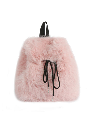 Faux Fur Drawstring Backpack