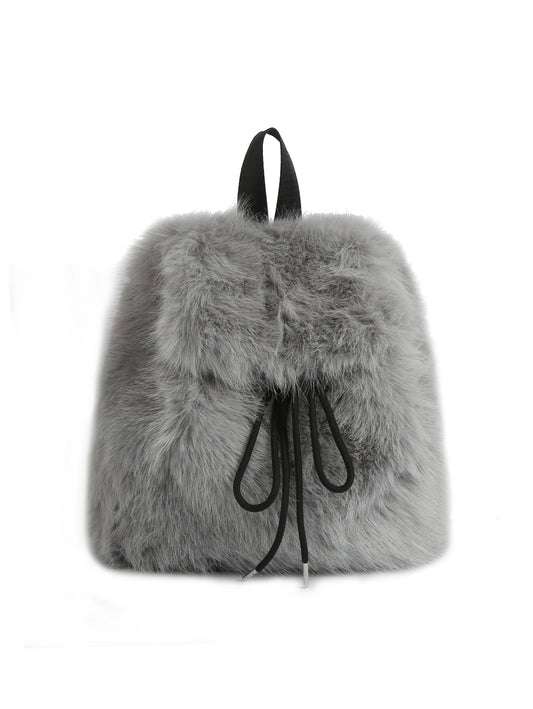 Faux Fur Drawstring Backpack