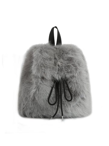 Faux Fur Drawstring Backpack