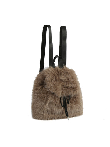 Faux Fur Drawstring Backpack