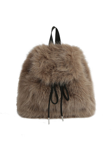 Faux Fur Drawstring Backpack