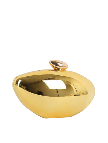 Marbled Stone Acrylic Evening Clutch with Gold Metal Handle