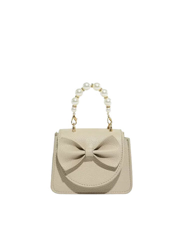 Pearl Handled Bow Design Mini Handbag