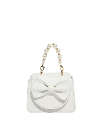 Pearl Handled Bow Design Mini Handbag