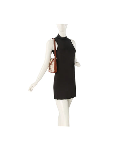 Cherry Print Canvas Front Flap Shoulder Bag