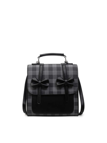 Cute Plaid and Bow Petite Fashion Backpack