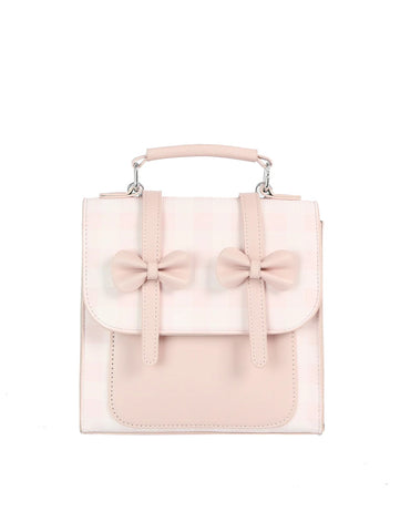 Cute Plaid and Bow Petite Fashion Backpack
