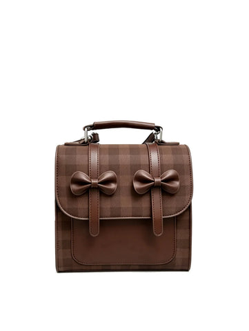 Cute Plaid and Bow Petite Fashion Backpack
