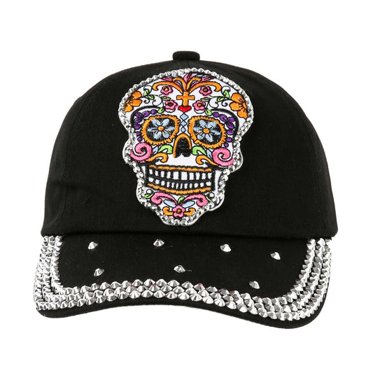 Colorful Sugar Skull and Stone Fashion Baseball Hat