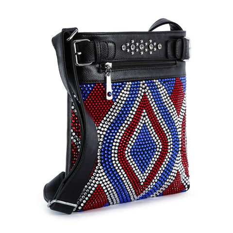 Patriotic Rhinestone Design Crossbody Sling