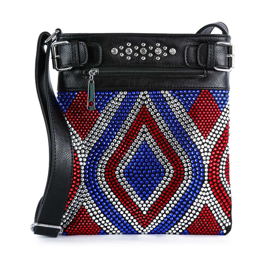 Patriotic Rhinestone Design Crossbody Sling