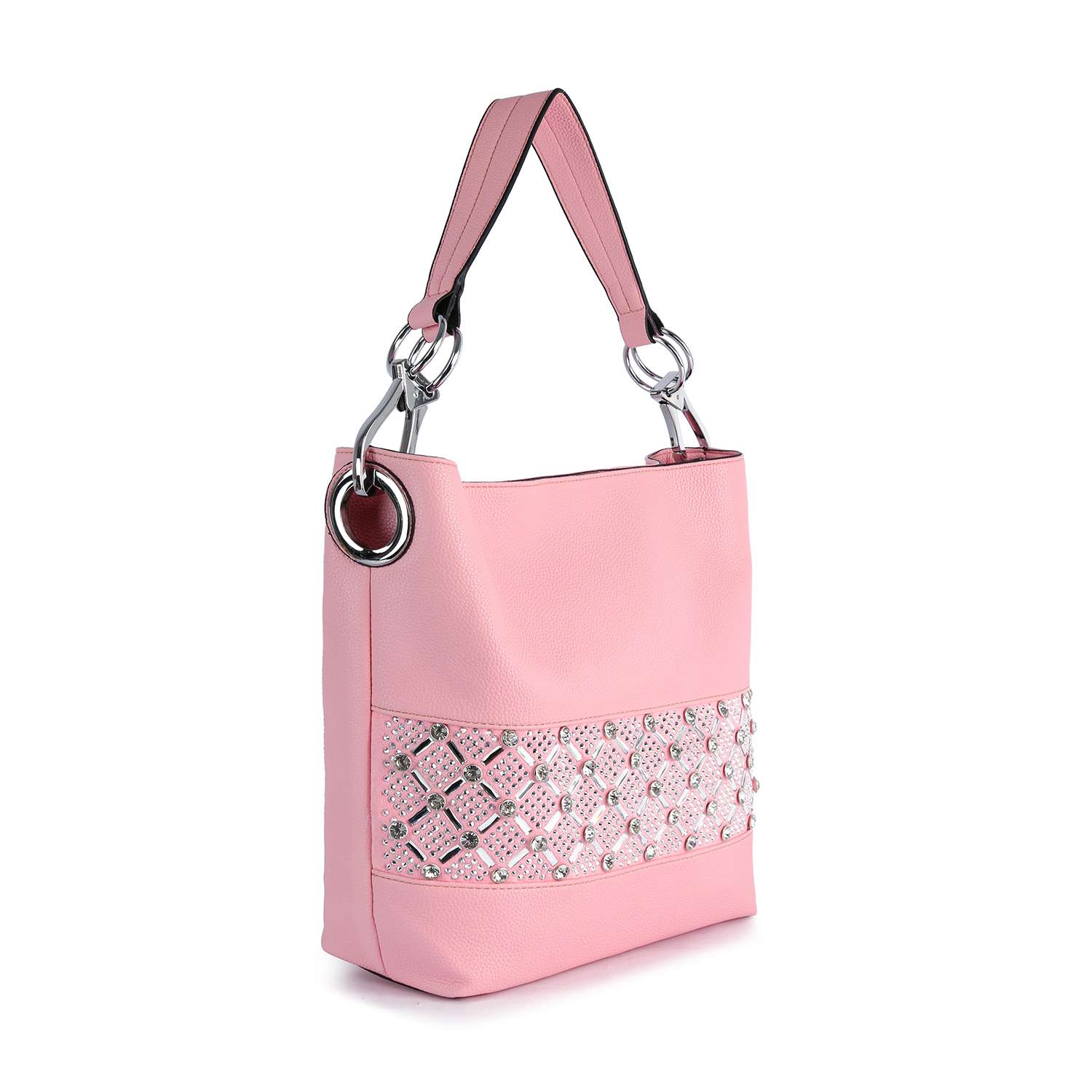 Rhinestone Bling Design Hobo Handbag - Black – handbagexpress