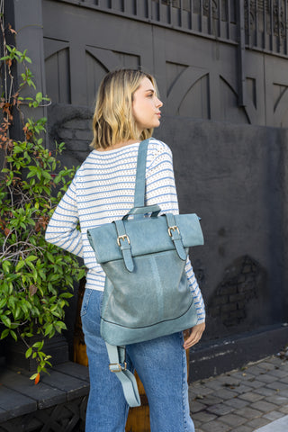 Tall Buckle Accented Fashion Backpack