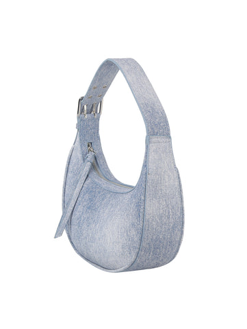 Washed Denim Structured Hobo Handbag