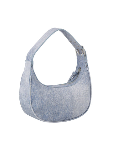 Washed Denim Structured Hobo Handbag