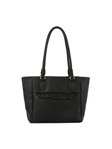 Braided Faux Leather Point Detail Tote Bag