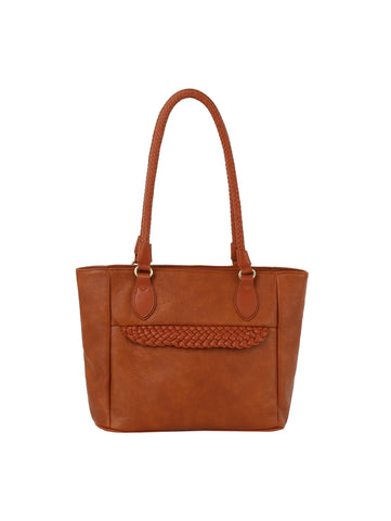 Braided Faux Leather Point Detail Tote Bag