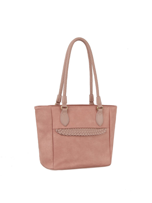 Braided Faux Leather Point Detail Tote Bag