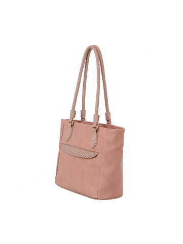 Braided Faux Leather Point Detail Tote Bag