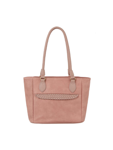 Braided Faux Leather Point Detail Tote Bag