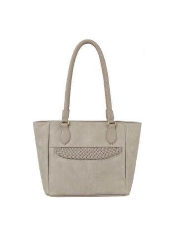 Braided Faux Leather Point Detail Tote Bag