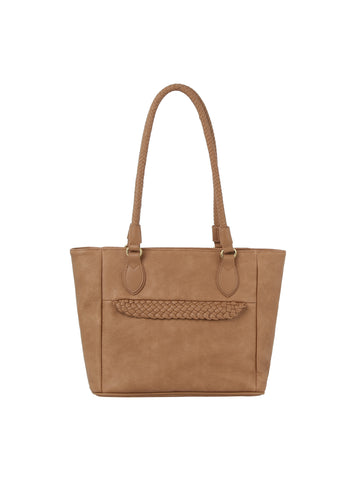 Braided Faux Leather Point Detail Tote Bag