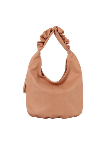 Scrunchy Handle Soft Leather Tote Bag