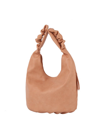 Scrunchy Handle Soft Leather Tote Bag