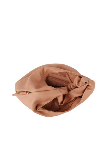 Scrunchy Handle Soft Leather Tote Bag