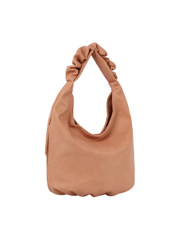 Scrunchy Handle Soft Leather Tote Bag