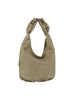 Scrunchy Handle Soft Leather Tote Bag